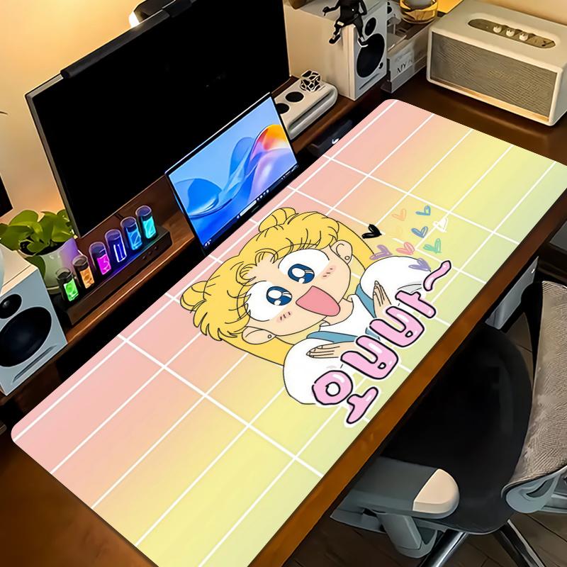 Cuscino con Stampa Sailor Moon Antiscivolo Tappetino Grande Mousepad per Laptop/Tablet XXL Tappetino per Mini PC con Bordo Bloccato