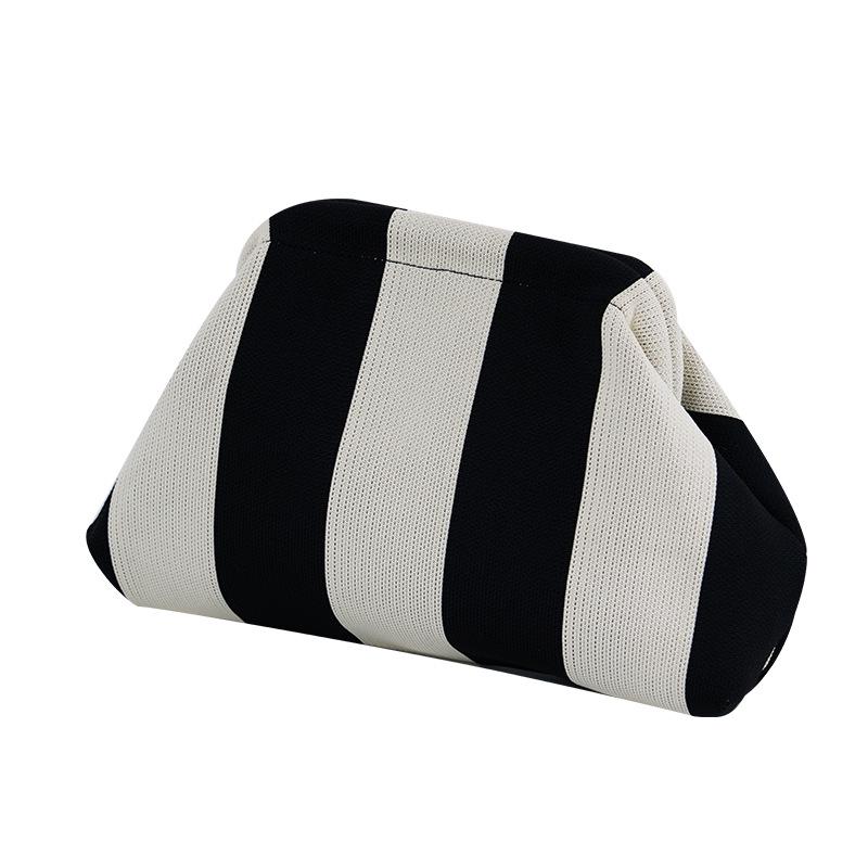 2025 Versatile Striped Knitted Handbag: Cloud Design, Large Capacity, Color Block, Daily Use.