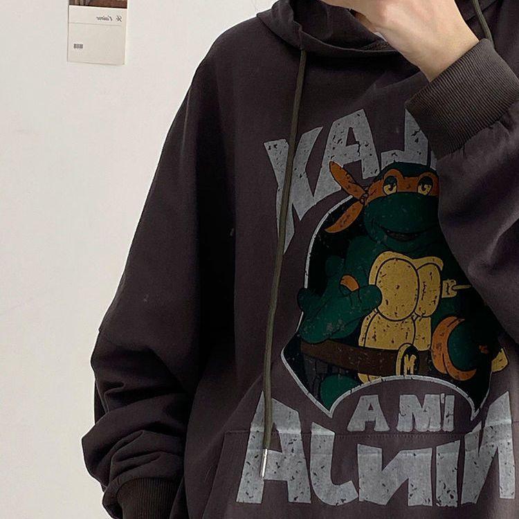 Plus Size Women Spring Autumn Korean Style Hoodie Loose Casual Hooded Sweatshirts Oversized Printed Tops