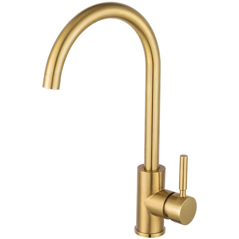 Brushed Gold 304 Stainless Steel Kitchen Sink Faucet Black/Nickel Single Hole Kitchen Hot And Cold Mixed Water Sink Faucet