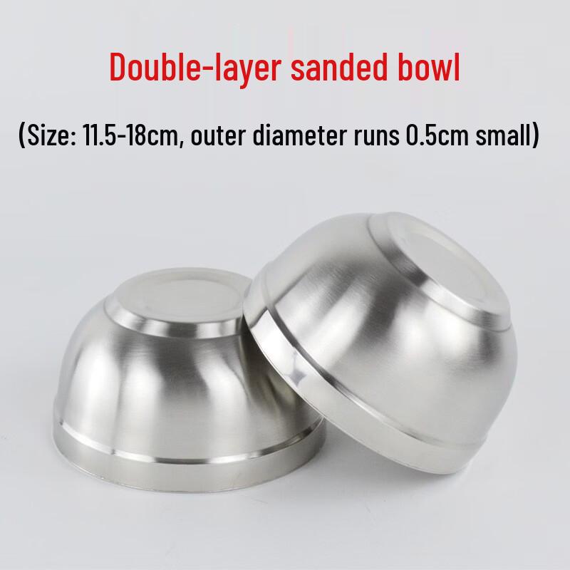 Lion Search Stainless Steel Double-Layer Anti-Scald Soup Bowl Set