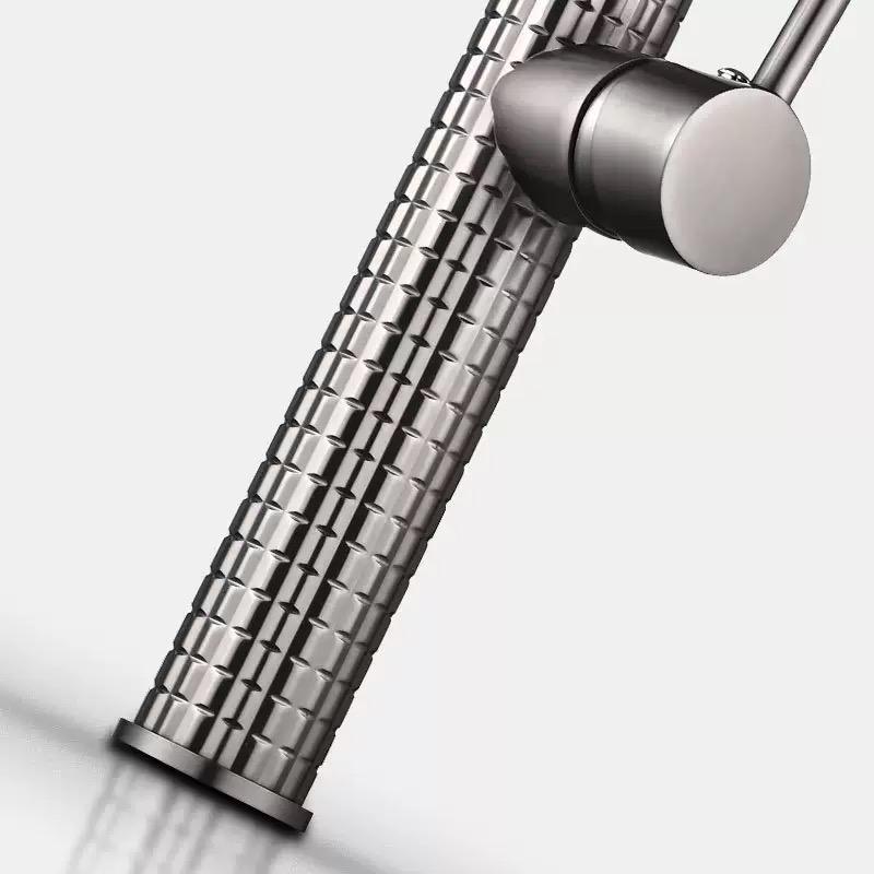 Waterway finely carved pull-out rotating cold and hot kitchen faucet
