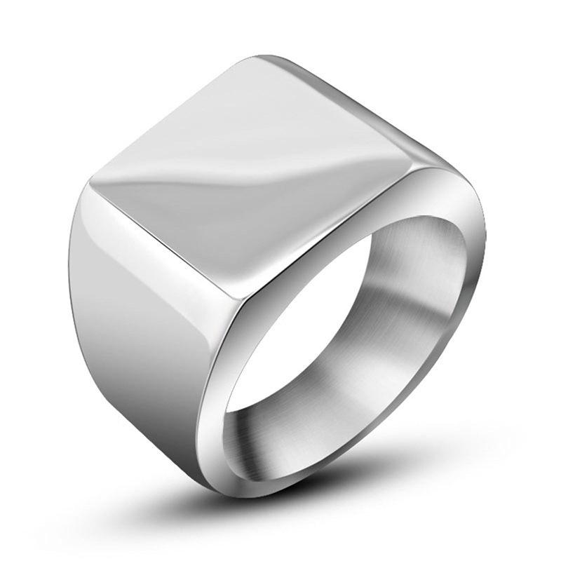 2026 European and American Glossy Ring, Simple Flat Square Ring, Men's Personalized Jewelry