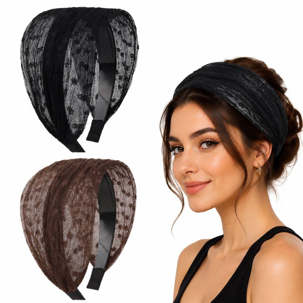 Elastic Wide Side Hair Hoop Hollow Women Lace Hairbands  for  Wash Face Use