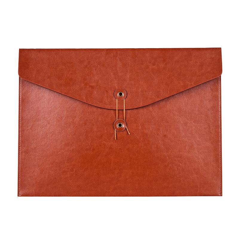 A4 Leather File Bag - Large Capacity Vertical/Horizontal Office Storage for Contracts, Receipts, Tablets, and Documents.