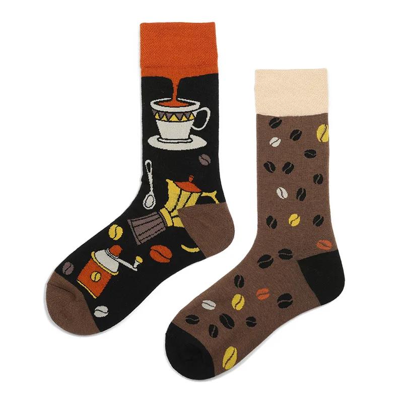 1Pair Man Women Socks Original AB Tide Socks Medium High Tube Colorful Socks Flowers Fruits Candy Cake Cotton Socks Unisex Socks
