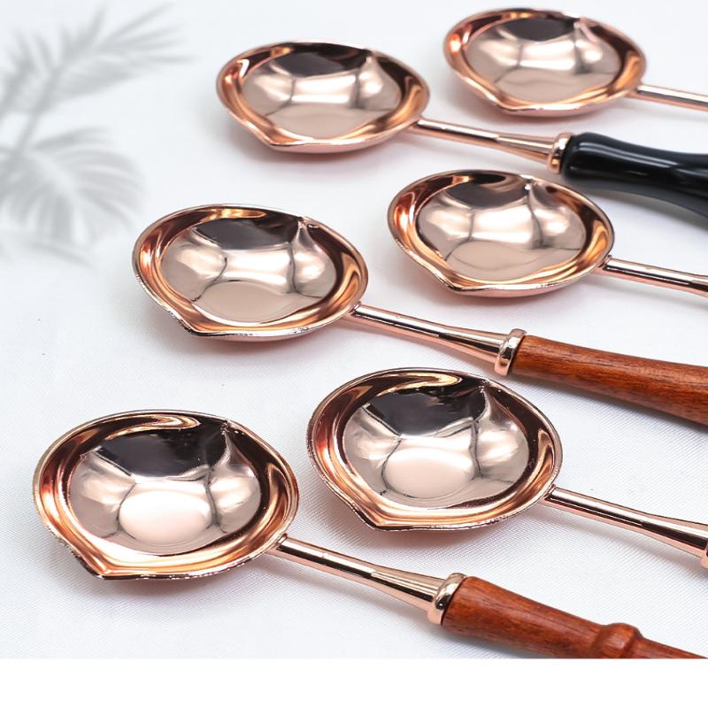 Two Diversion Port Wax Seal Spoon Sealing Spoon With Wooden Handel Wax Sealing Stamp Melting Spoon Wax Seal Warmer Wax Seal