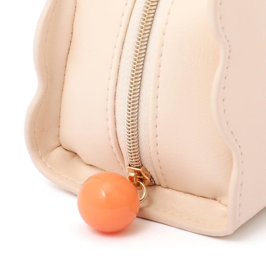 Francfranc Wave Shape Makeup Accessory Case Pouch, Small, Ivory, Pouch,