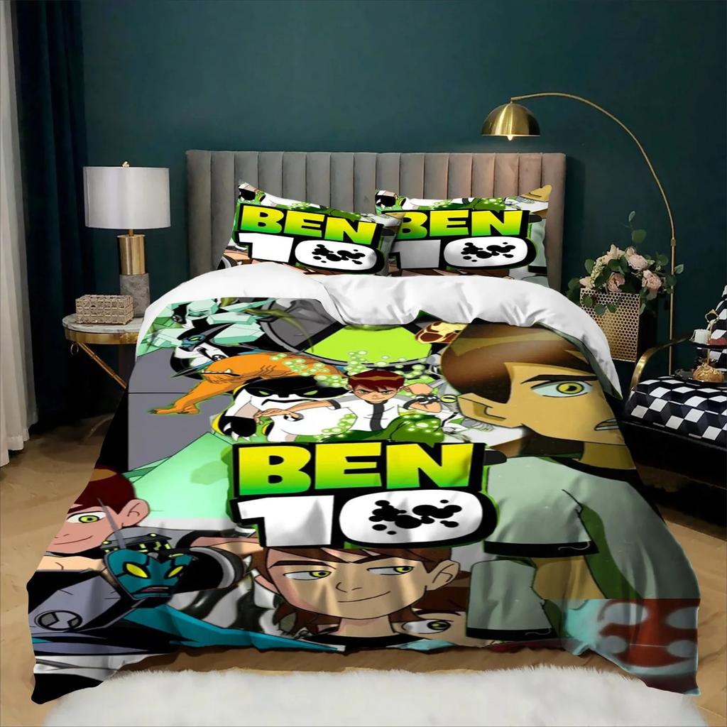 Cartoon Bedding Set Ben 10 Exquisite 3D Duvet Cover Pillowcase Kids Bedroom Bed Twin Full Queen Size for Children Room gift