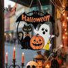 Durable Holiday Party Supplies Halloween Wood Hanging Ornament with Ghost Pumpkin Bat Cat Prints, And Ornaments Waterproof Front Door Sign for Indoor