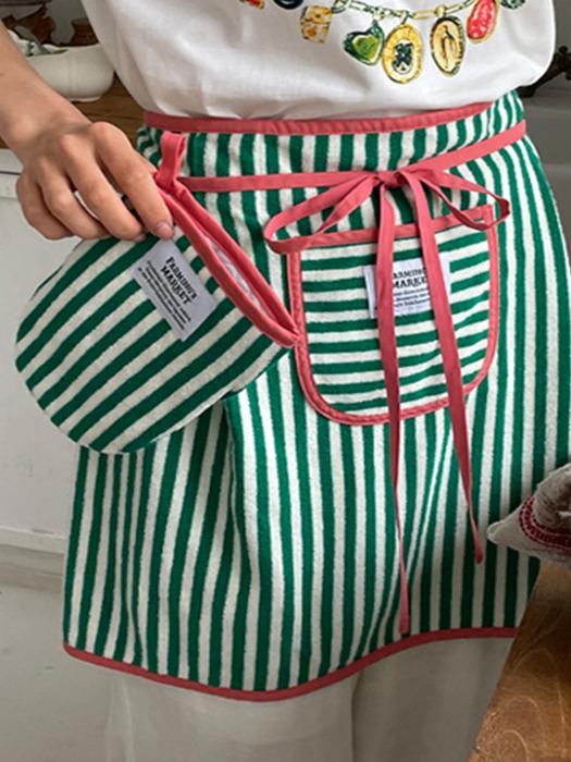 FUNNY KITCHEN Farming s Market Terry Stripe Apron (3 colors) Florist Apron black