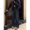 Women's Plus Size High Waist Vintage Velvet Wide Leg Jeans - Autumn/Winter Loose Floor-Length