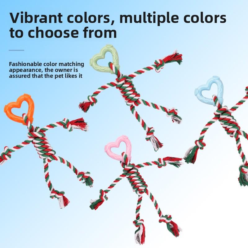 Haustier Baumwollseil Spielzeug Halloween Zahnen, Kaubares Gewebtes Seilknoten Hundespielzeug Fischgrätenherz Design