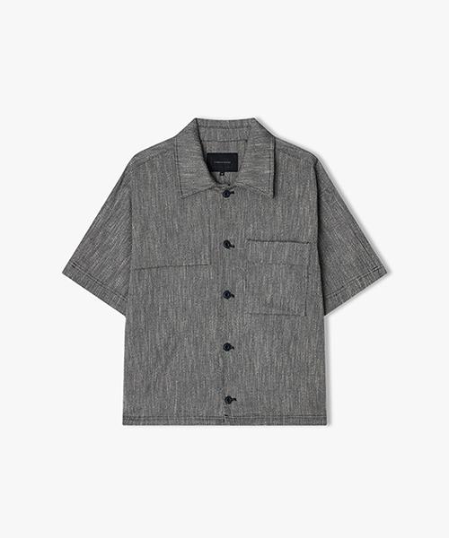 River Classy Llm32503 Black Semi-Overfit Slub Tweed Half Shacket 95
