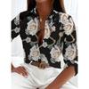 Fashion Women's Chain Flower Printed Shirt Women's Long Sleeve Tops Cotton Office Spring and Autumn Casual Loose Tops