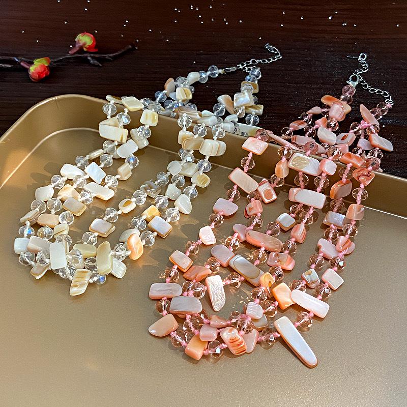 Exaggerated Bohemian Crystal Beaded Necklace - Women's Three-Layer Choker