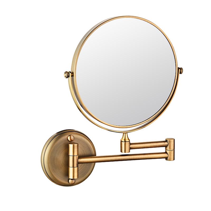 Dual-Sided Retractable Wall-Mounted Makeup Mirror - Self-Adhesive, No Drilling Required