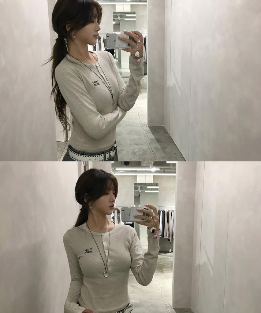 MUAHMUAH Henley Neck Stitch Long Sleeve Tee [7 Colors]