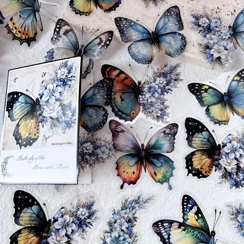 30 pcs/lot Butterfly Flower Themed DIY Decorative Stickers Pack Decorative Stickers For Scrapbook Label Diary Album Planner