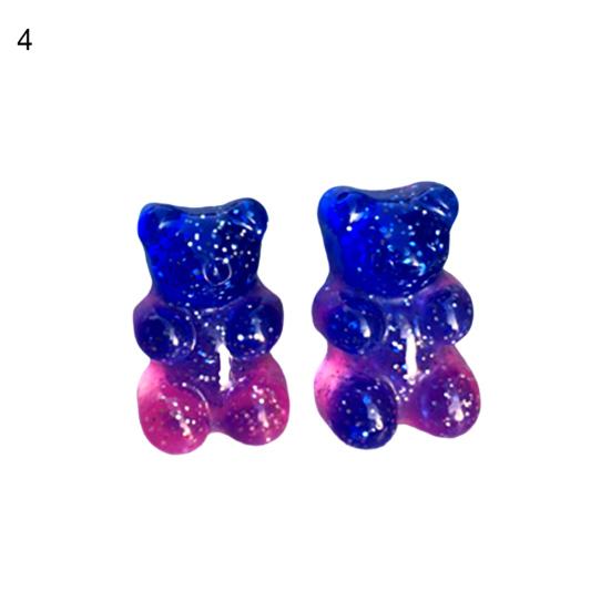 Fashion Women Candy Color Cartoon Gummy Bear Ear Stud Earrings Jewelry Gift