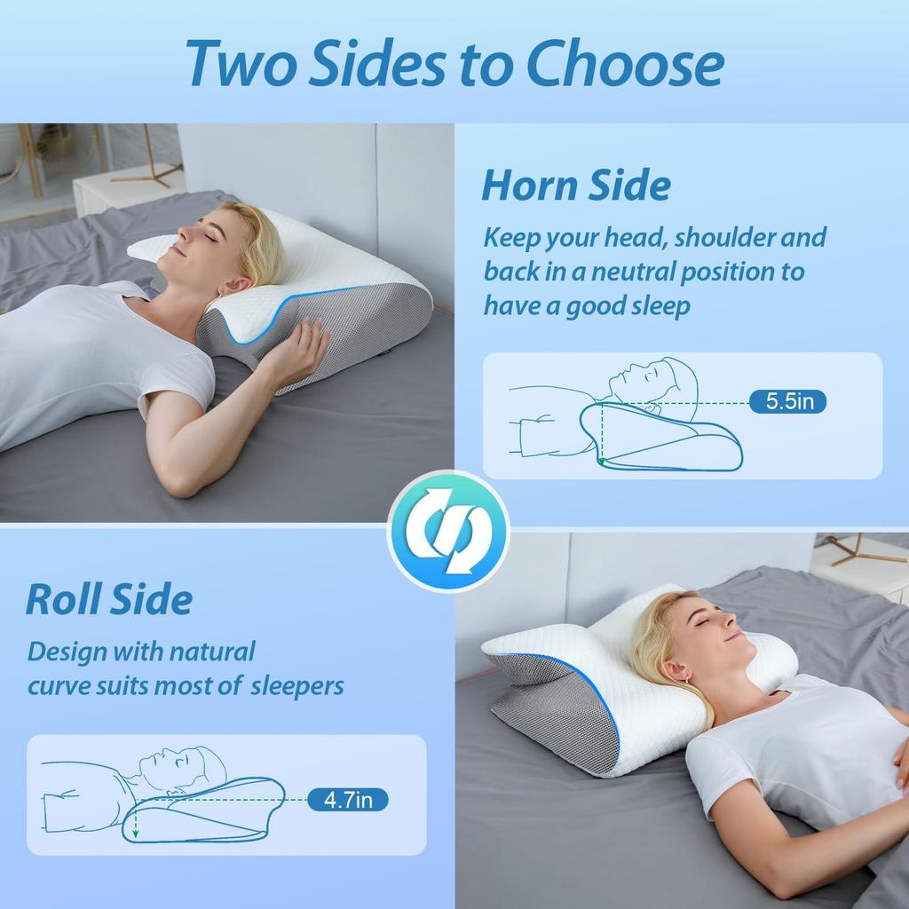 Memory Foam Cervical Pillow - Ergonomic Neck Support, Slow Rebound Butterfly Design