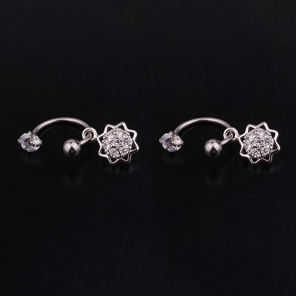 1 Pair Stainless Steel Mini CZ Drop Earring Women Moon Flower Tragus Cartilage Helix Hoop Conch Rook Daith Lobe Piercing Jewelry