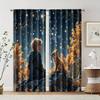 2 Pcs, Filtering Curtains (excluding Rods, Non-movable, Without Batteries) Boy & Little Fox for Use In Bedrooms and Living Rooms