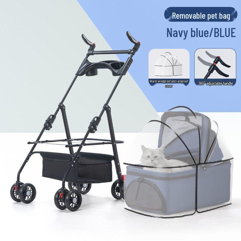 Lightweight Foldable Pet Stroller with Detachable Basket for Dogs and Cats
