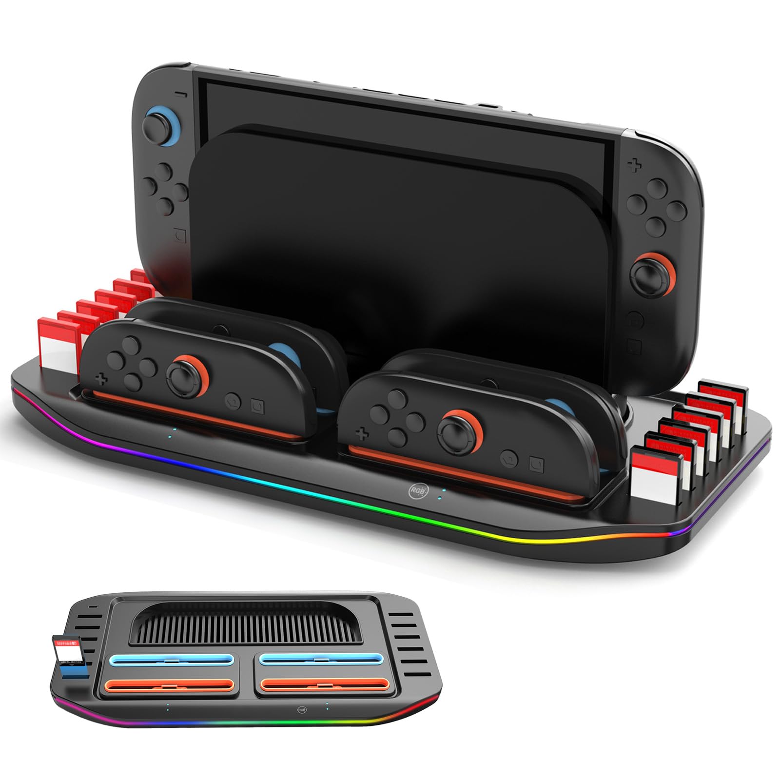 

Подставка для зарядки контроллеров PhyiFlbey для Nintendo Switch 2 для Совместимая со Switch эта зарядка для контроллеров проста в и вмещает до 12 игр чёрный