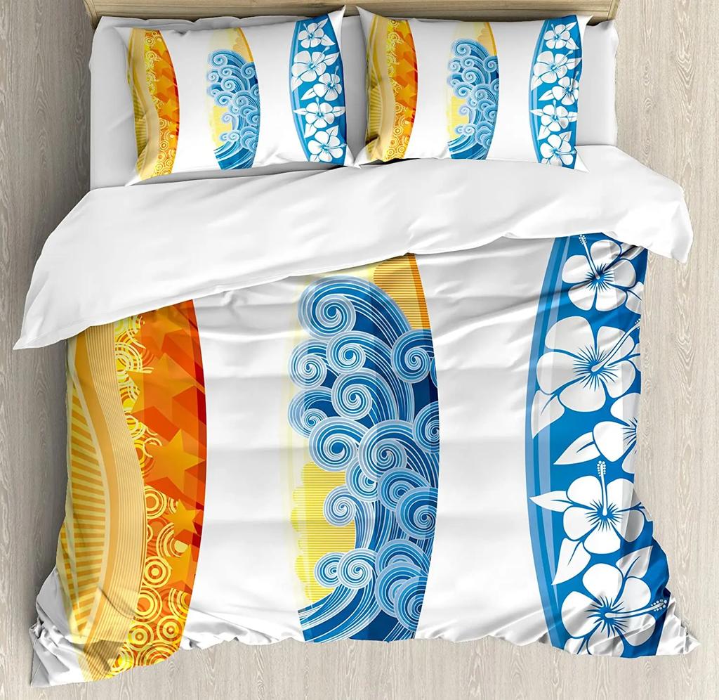 Surf Bedding Set Bed Home Hippie Classic Old Bus with Surfboard Freedom Holida Duvet Cover Quilt Cover Pillowcase For Bedroom