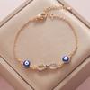 Fashionable Simple Rhinestone Evil Eye Four Leaf Clover Bracelet for Women