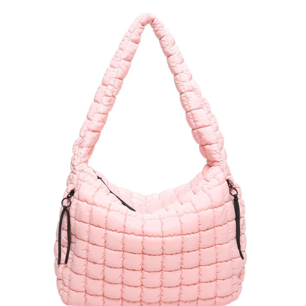 Geplooide Wolk Tas Dames Tas Enkele Schouder Crossbody Dubbelzijdig Trekkoord Grote Capaciteit Donskatoen Kleding Tote Tas