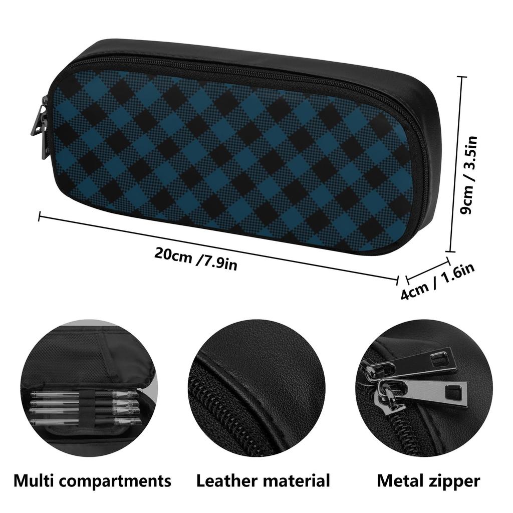 Structured PU Leather Stationery Case with Secure Pen Holders for Daily School Supplies for Students Office Business Trips
