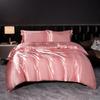 Solid Silk Bedding Set with Duvet Cover Bed Sheet Pillowcases Luxury Satin Single Double Bedsheet King Queen Twin Size