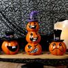 Unique Halloween Gift Ideas Pumpkin Statue, Resin Spooky Face Figurine for Durable Art Indoor Tabletop, Tiered Tray, Party, Home Decor Party