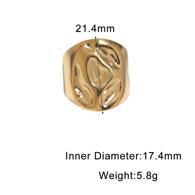 Stainless Steel Irregular Concave Convex Texture Wide Rings for Women Men Punk Smooth Opening Rings Party Jewelry Accessories