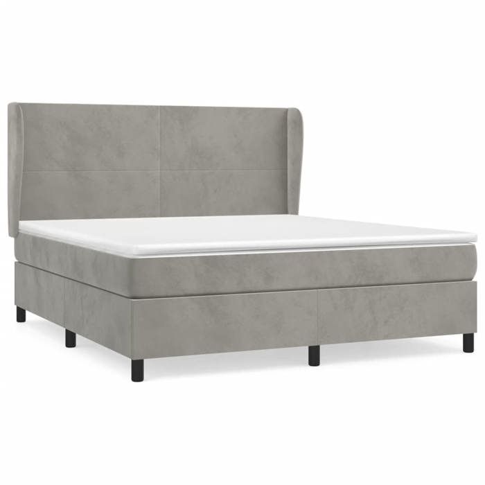 VidaXL Divan Bed and Mattress Light Grey 180x200cm Velvet - Model 3129105