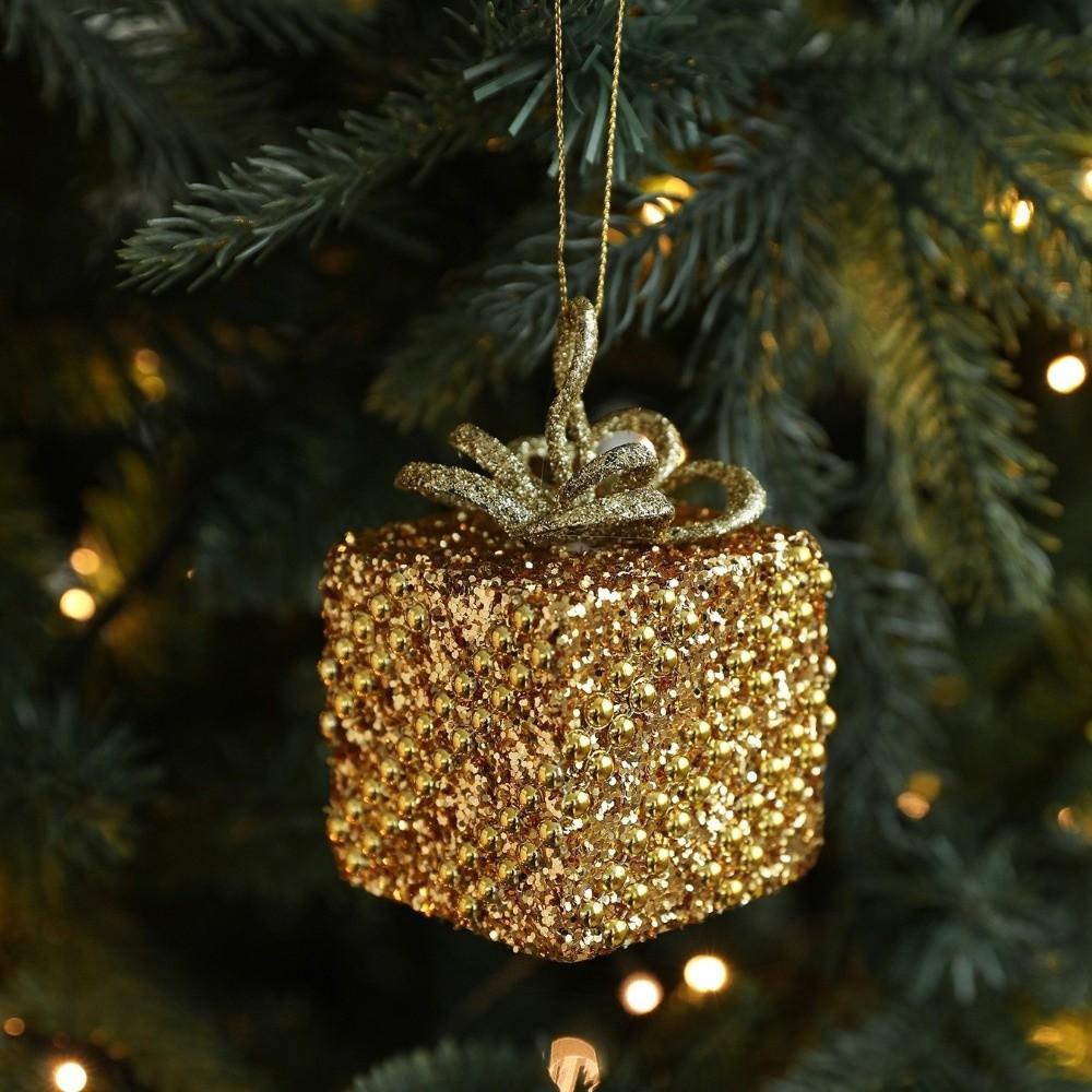 Gold Glitter Christmas Tree Ball Hanging Ornaments Sequin Foam Xmas Tree Decorations Christmas Ornaments Christmas Navidad Gift
