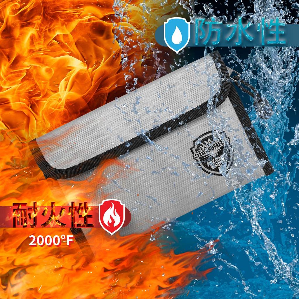 ISLANDSAFE Fireproof & Water-Resistant Money Bag, Small, 3-Pack (20 × 12 Cm), QT