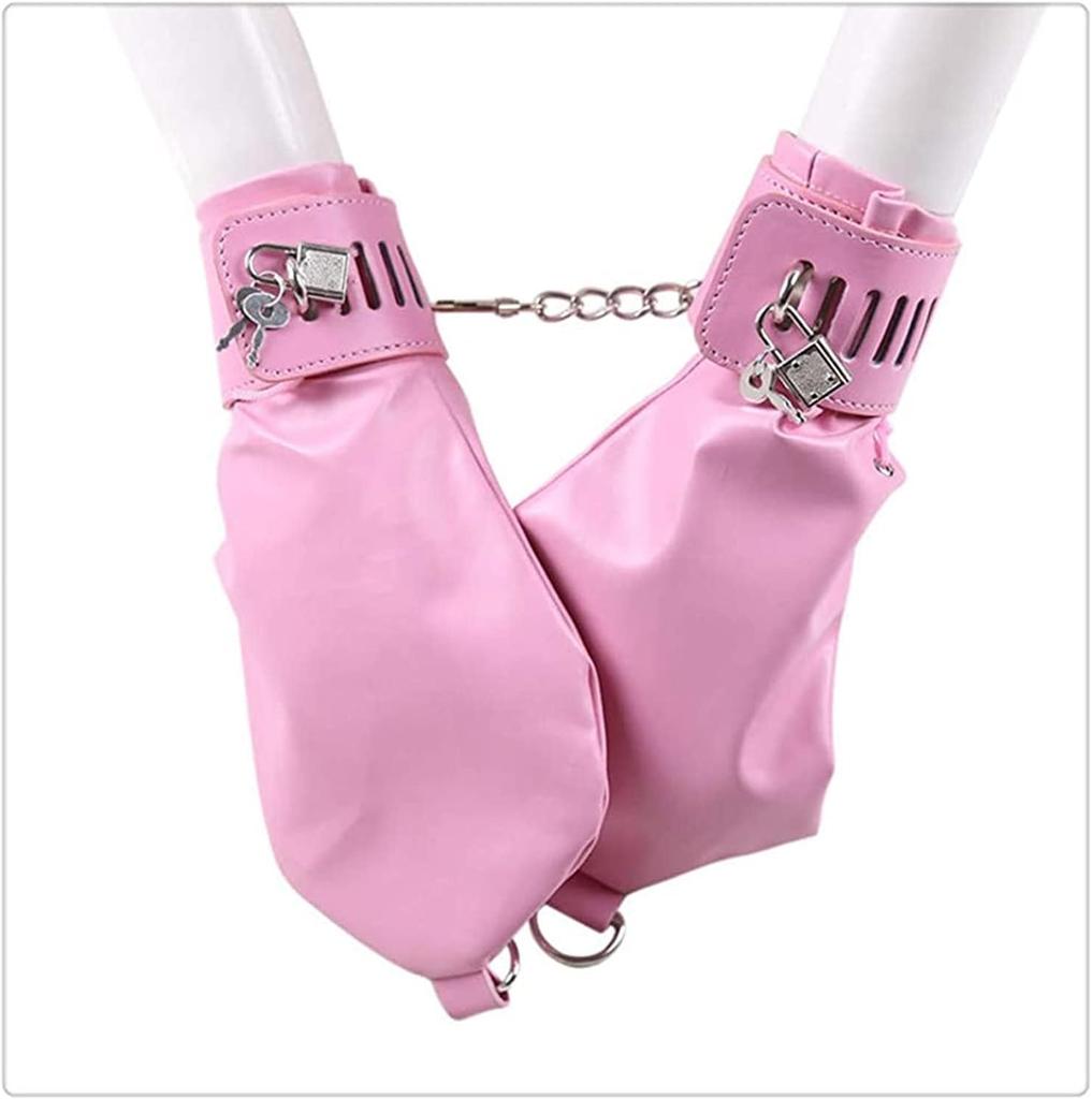 Bondage Leather with Two PU SM Training Dog Adult Sex Toy Handcuffs, Restraints, Gloves, Handcuffs, Locks, Tool, Costume, Sexy, Play, Cosplay, Fetish,