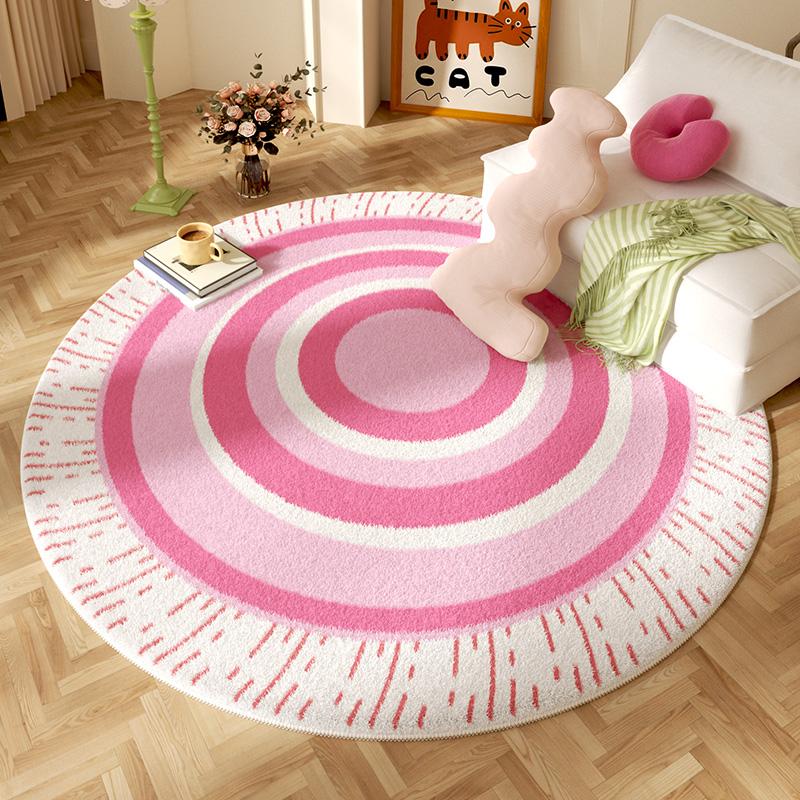 Pink Living Room Decoration Single Sofa Carpet Cute Lollipop Rugs for Bedroom Colorful Round Plush Rug Fluffy Soft Thick Mat