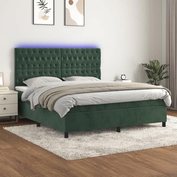 VidaXL Sommier à Lattes de Lit avec Matelas et LED, Lit Rembourré, Lit Double, Lit Adulte de Chambre à Coucher Intérieur, 3136314