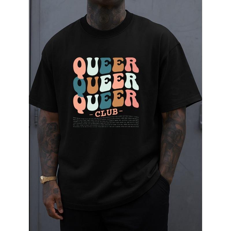 European Sizes Queer Club Pride Tee for Men T-Shirts Black Gifts, Stylish and Sporty Look, Durable Activewear Summer Outdoor Wear Breathable Fabric