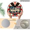 2D Flat, God Bless America Patriotic Metal Sign, Round Aluminum Wall Decor with American Flag Floral Design, Perfect for Independence Day, Veterans