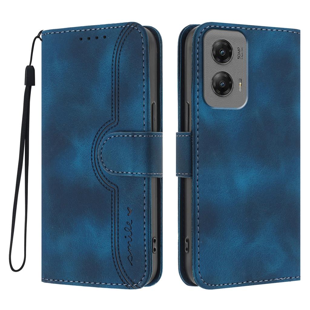 Pro Motorola Moto G Stylus 5G (2024) Kožené pouzdro Peněženka Stojánek Úsměv Vytištěný Kryt na telefon s Poutkem