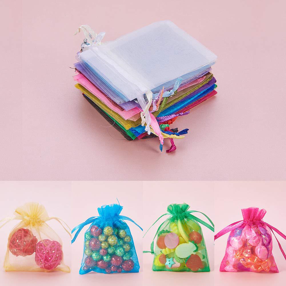 Fashion Ornaments Festival 100Pcs/Set Mini Drawstring Jewelry Color Candy Storage Mixed Mesh Bag Container