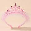 Cute Girls Glitter Princess Tiara Headband with Lace Tulle Rhinestone Crown Hair Hoop Kids Birthday Party Gift Hair Acces