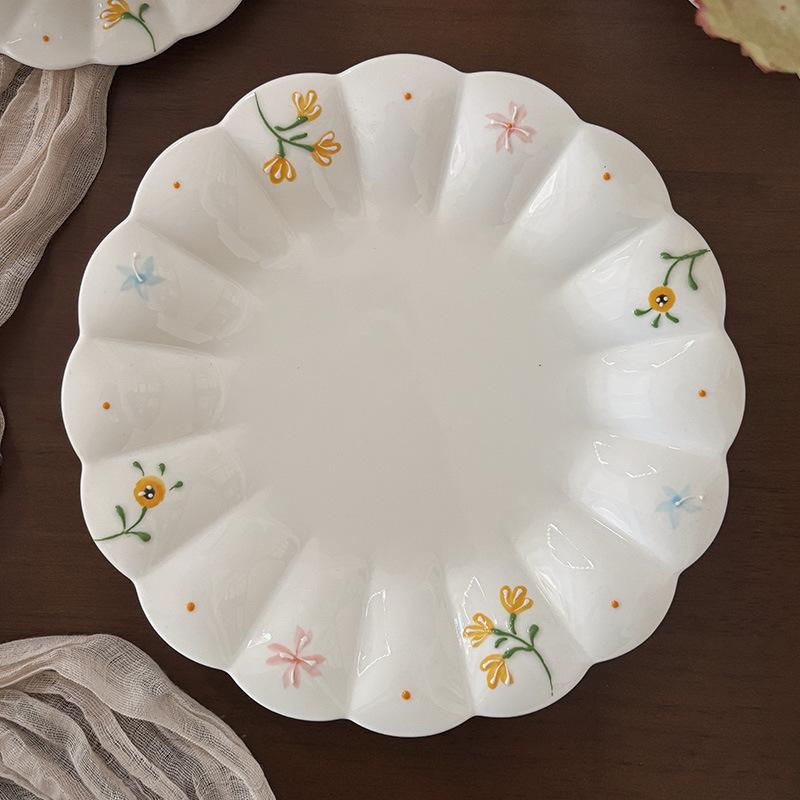 Small Yellow Flower High-Value Tableware Set, Ceramic Plate Of Small Fresh Ceramic Bowl, Rice Bowl, Binaural Bowl