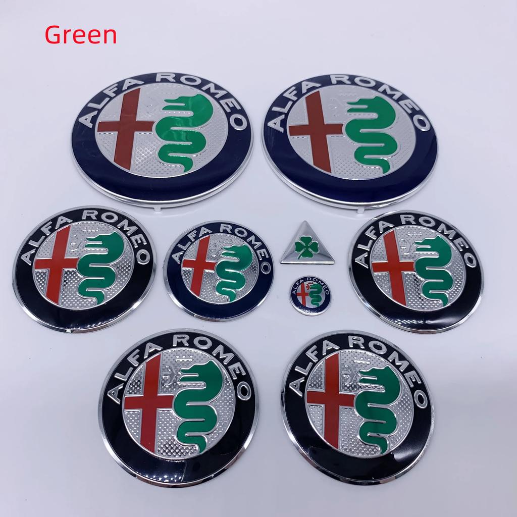För Alfa Romeo 2026 Varm Dekal 1 set 9 st 74 mm 50 mm 56 mm Huv Bagagelucka 156 166 147 159 BIL Logotyp Fälgcenterkåpa Emblem Brera för