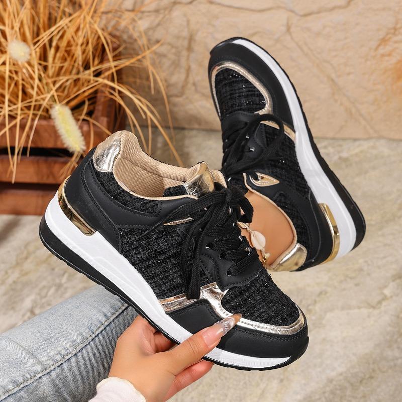 Women's Large Size Spring Fall Retro Flat Wedge Athletic Casual Shoes.